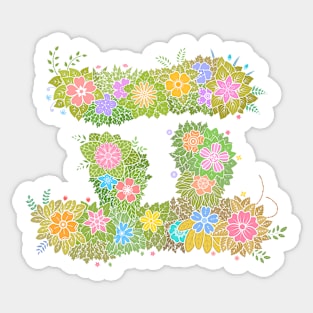"ㅍ" Floral Letter Hangeul Sticker